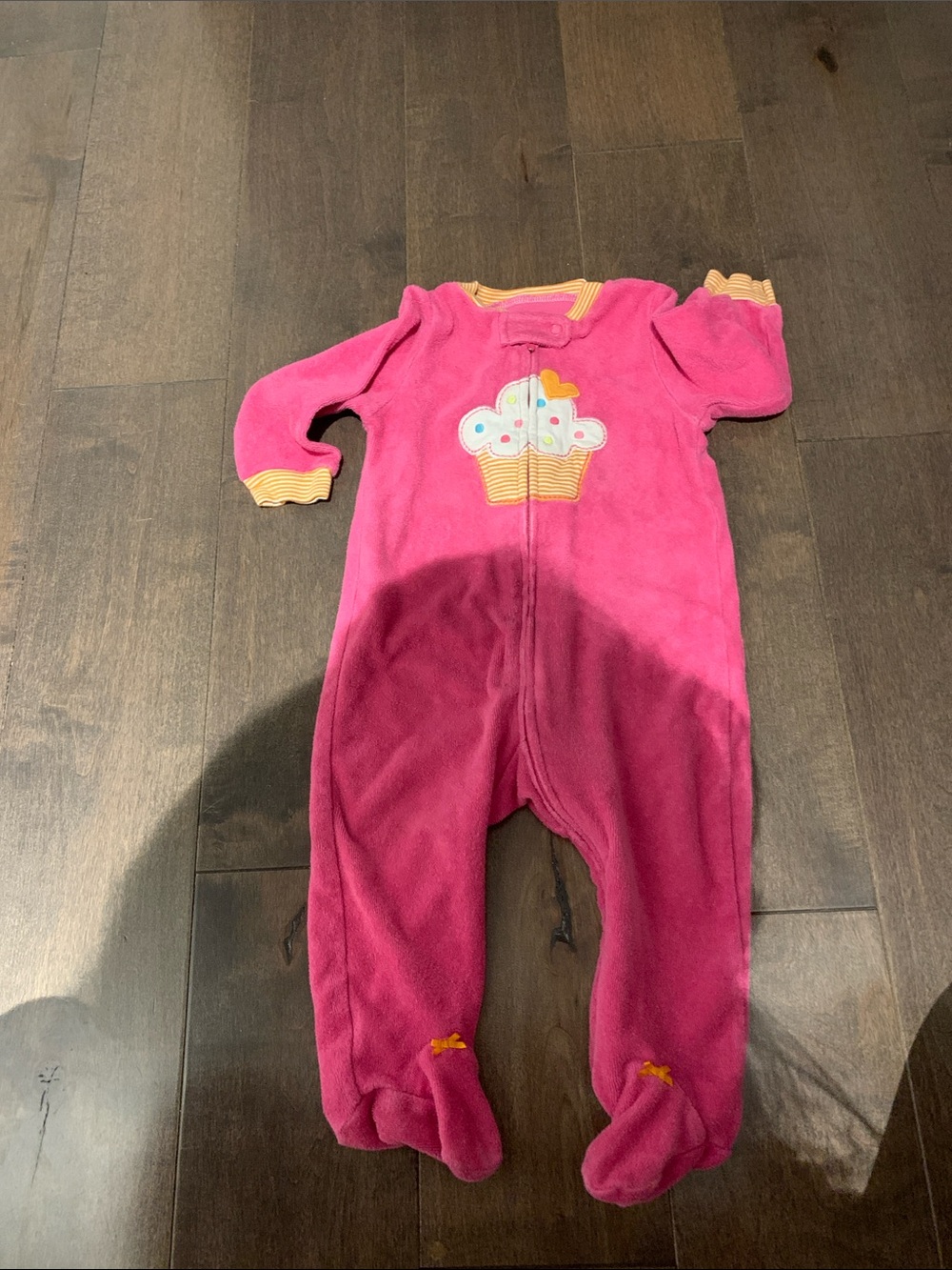 Carters Pink Cupcake Footed One-Piece Pajamas for Kids - 9m